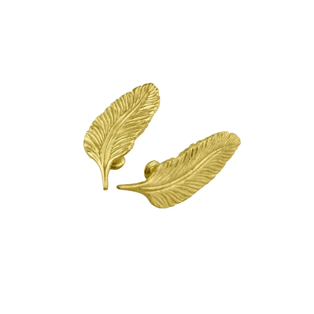 Solid Brass Leaf Cabinet Handles (Left & Right) | Luxury Brass Wardrobe Handles | Brass Essence India