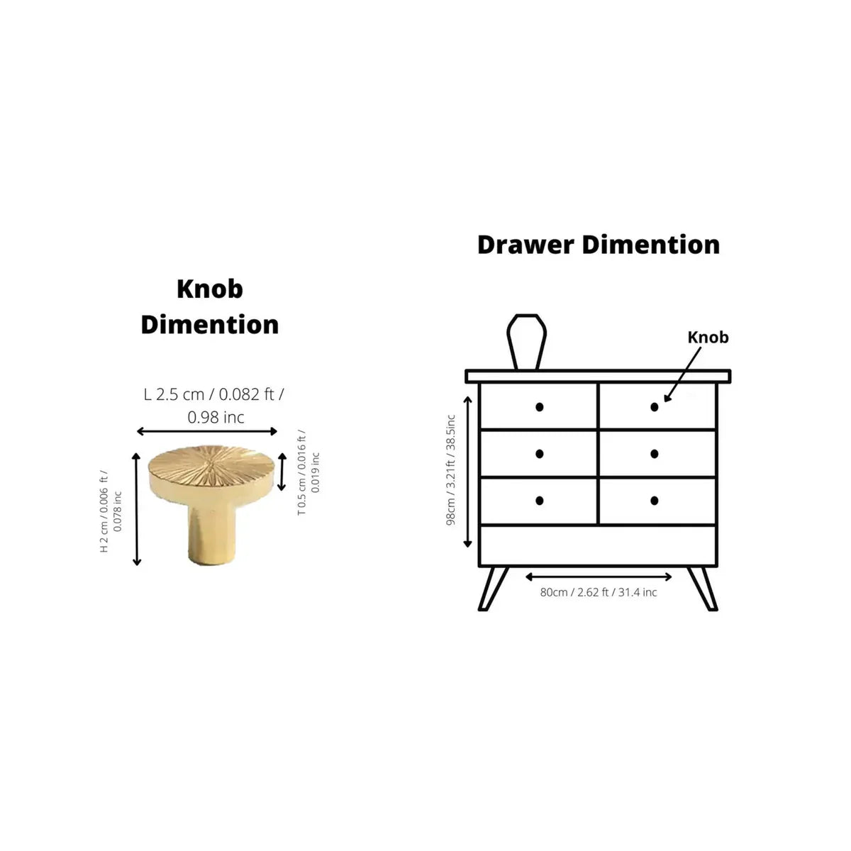 Hammered Sunburst Brass Cabinet Knob | Solid Brass Knob