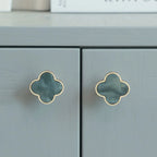 Clover Acrylic Brass Cabinet Knob | Brass Essence India