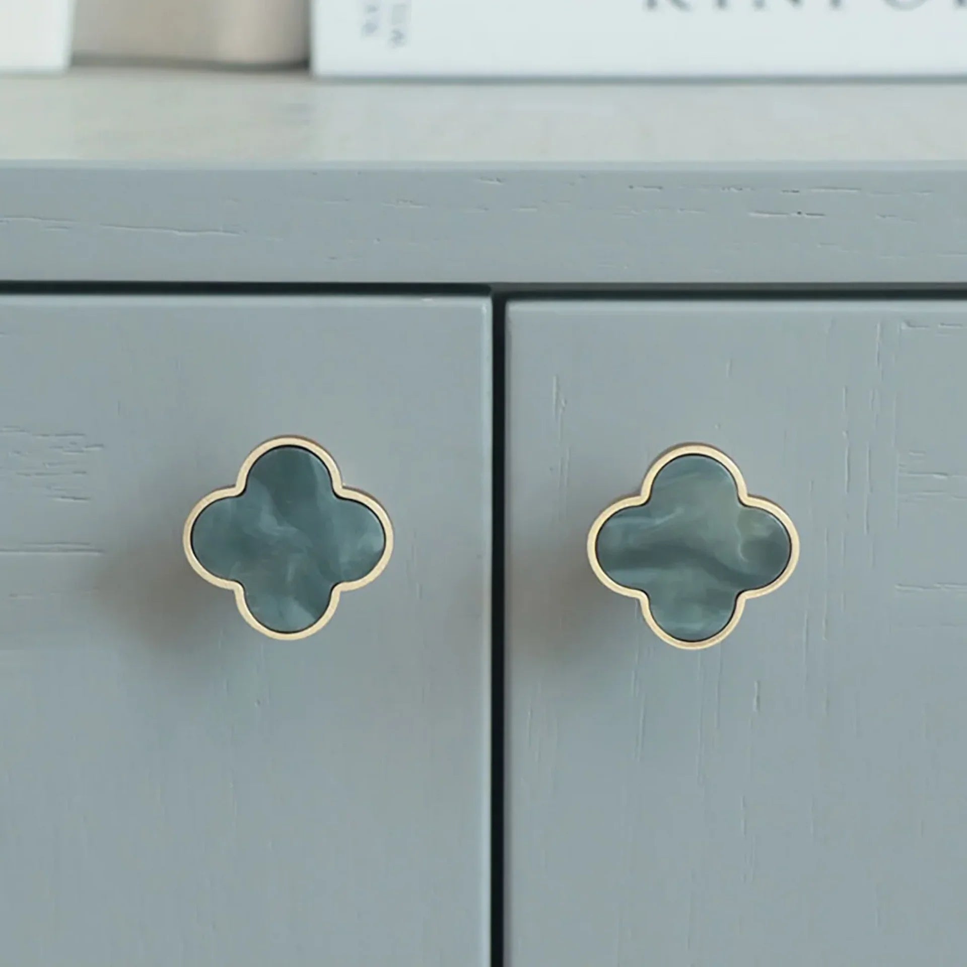 Clover Acrylic Brass Cabinet Knob | Brass Essence India