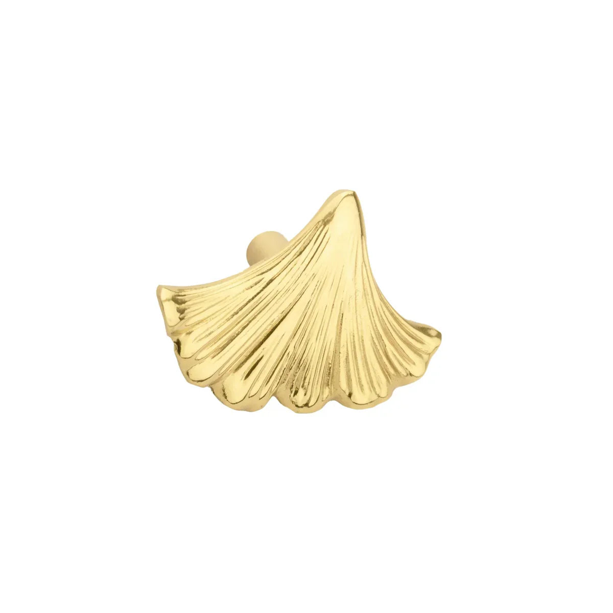 Ginkgo Leaf Solid Brass Cabinet Knob | Glossy Gold
