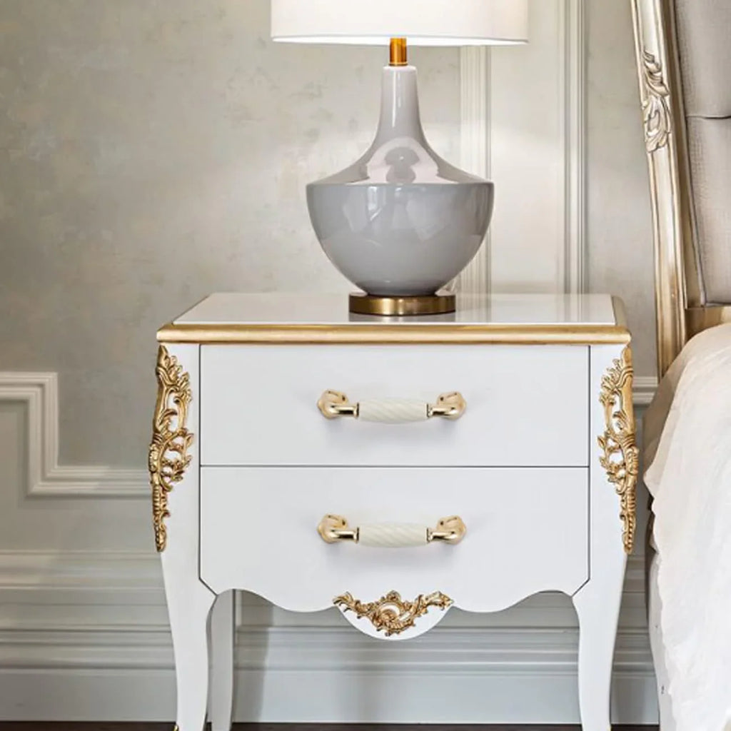 Linéa Ridged Ceramic & Gold Cabinet Handles | Luxury Ceramic Handles India