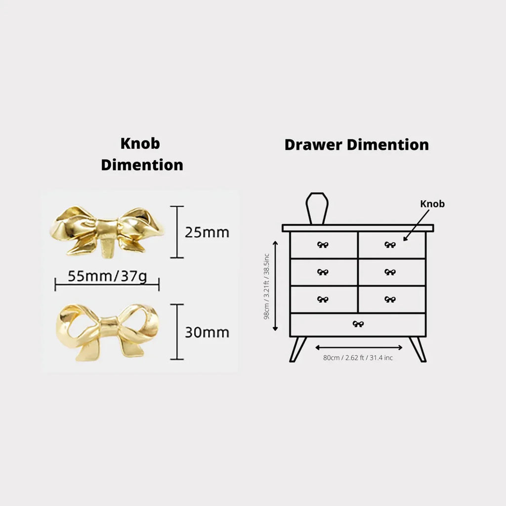 Polished Brass Bow Cabinet Knob | Luxury Solid Brass Furniture Knob | Brass Essence India