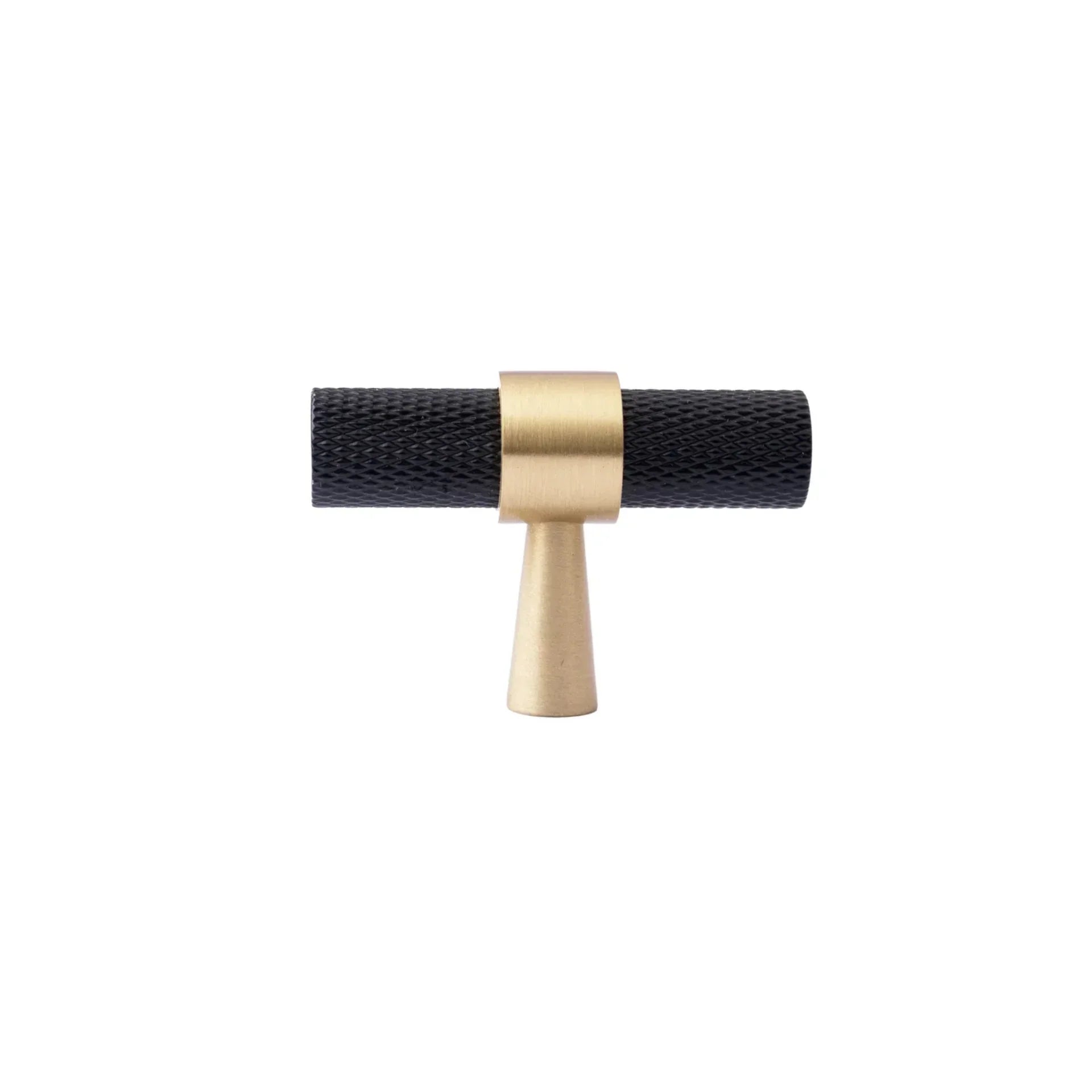 Knurled Black & Gold T-Bar Handle Collection | Brass Cabinet Handles