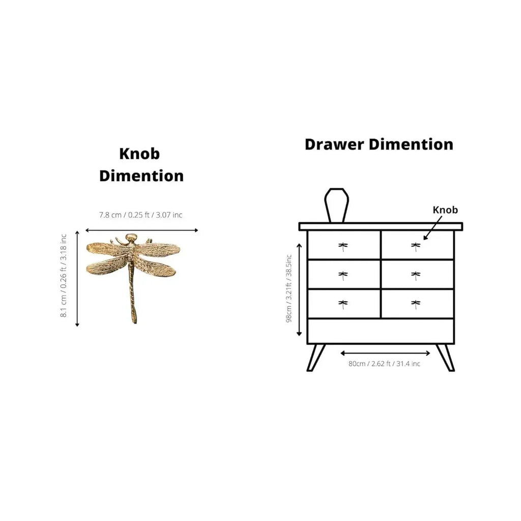 Dragonfly Solid Brass Cabinet Pull | Brass Essence India