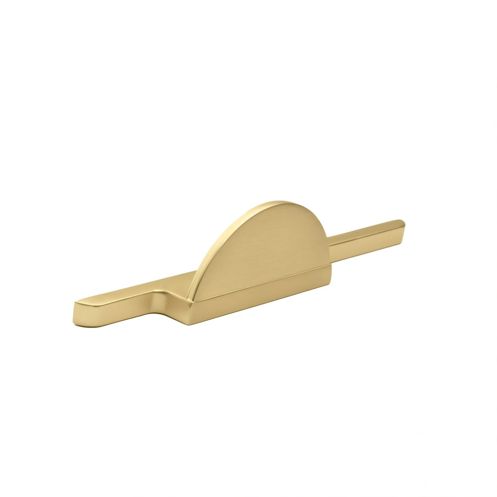 Brass Essence Hemi Cycle Zinc Half-Circle Pull handle with a smooth, polished zinc finish and ergonomic design for furniture use