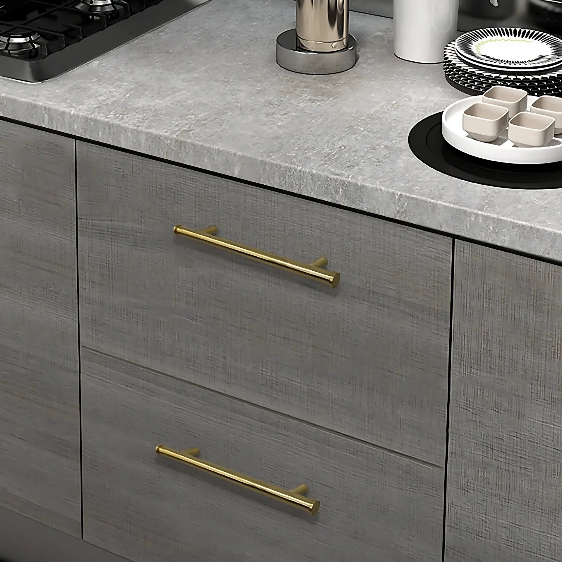 Euro Bar Solid Brass Cabinet Handles | Luxury Kitchen Handles