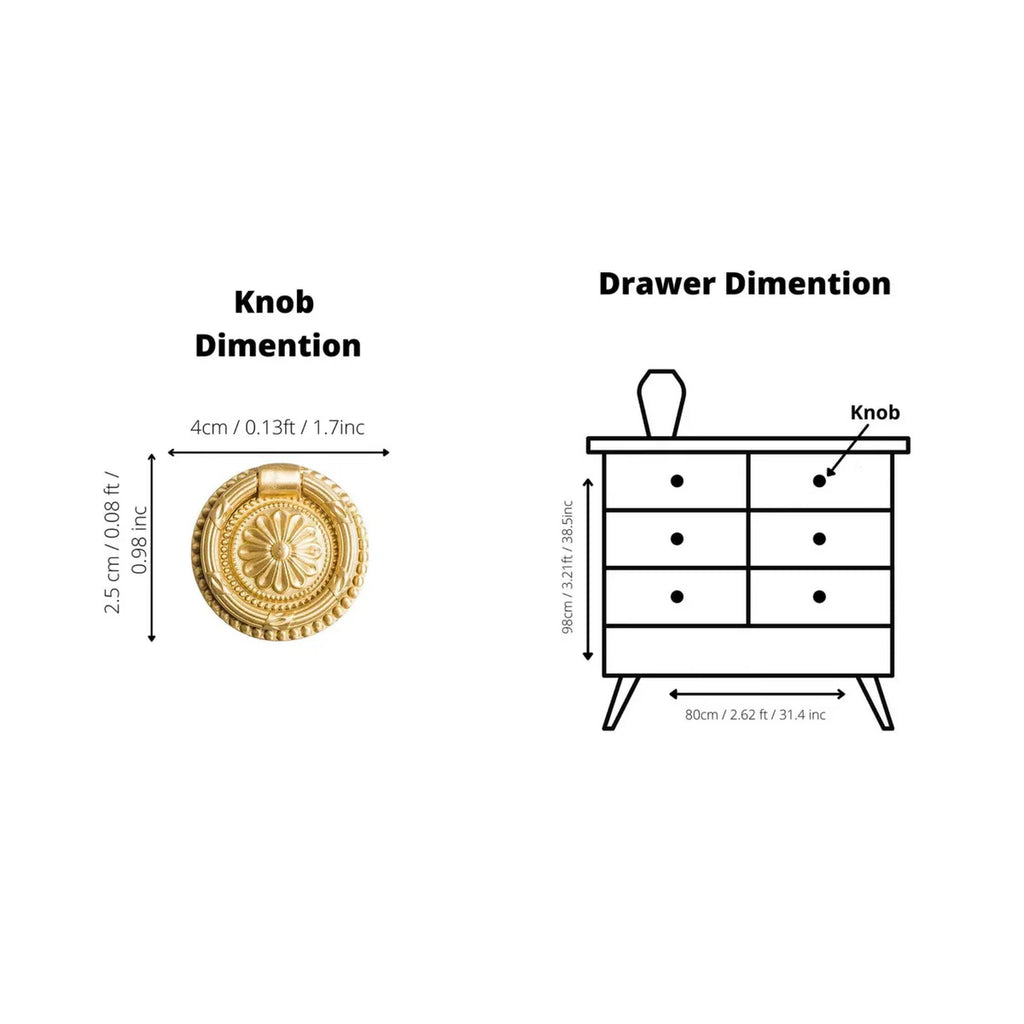 Vintage Retro Brass Ring Pull | Solid Brass Cabinet Knob | Brass Essence