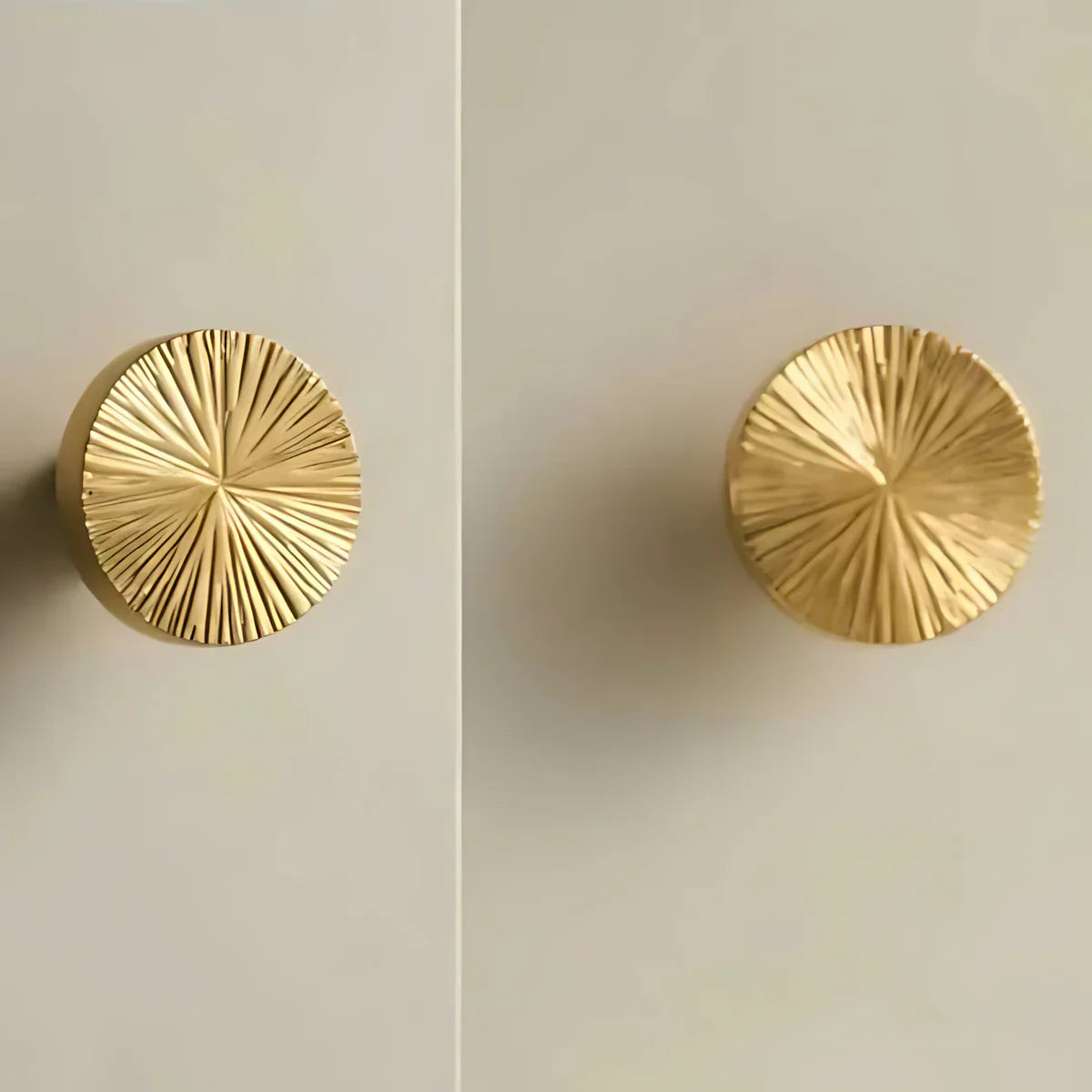 Hammered Sunburst Brass Cabinet Knob | Solid Brass Knob