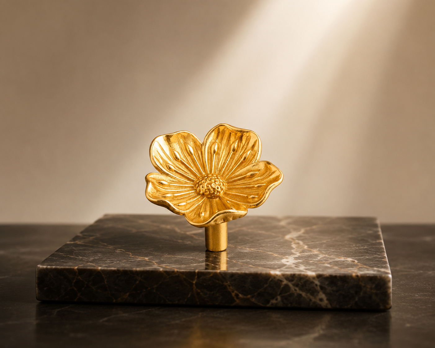Open Flower Brass Cabinet Knob | Designer Furniture Knob