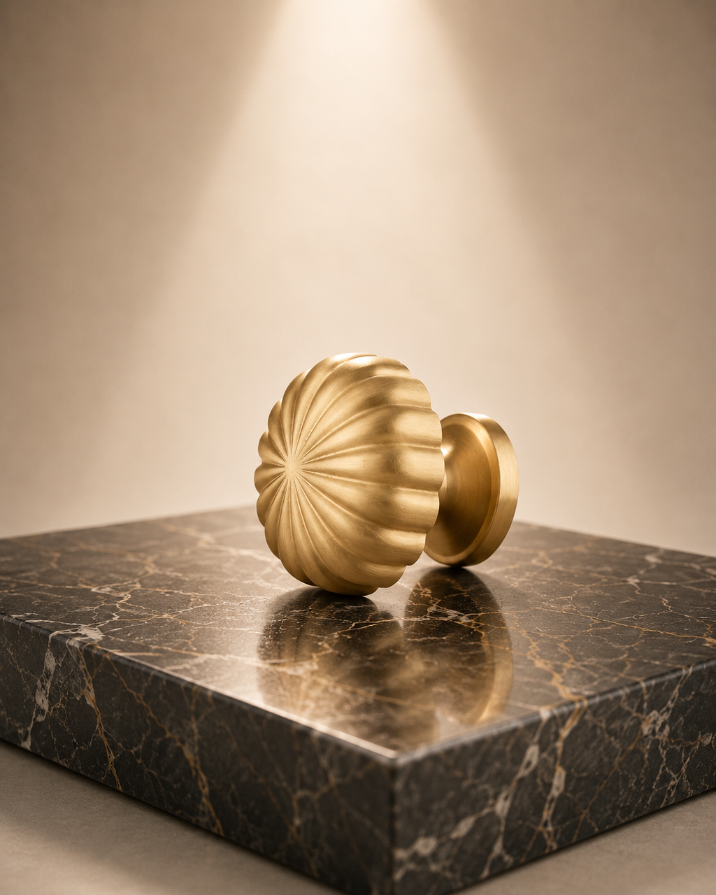 Fluted Pumpkin Brass Cabinet Knob | Brass Essence India