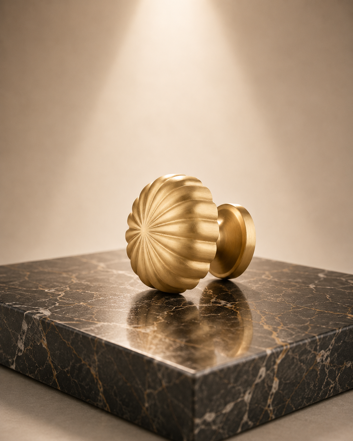 Fluted Pumpkin Brass Cabinet Knob | Brass Essence India