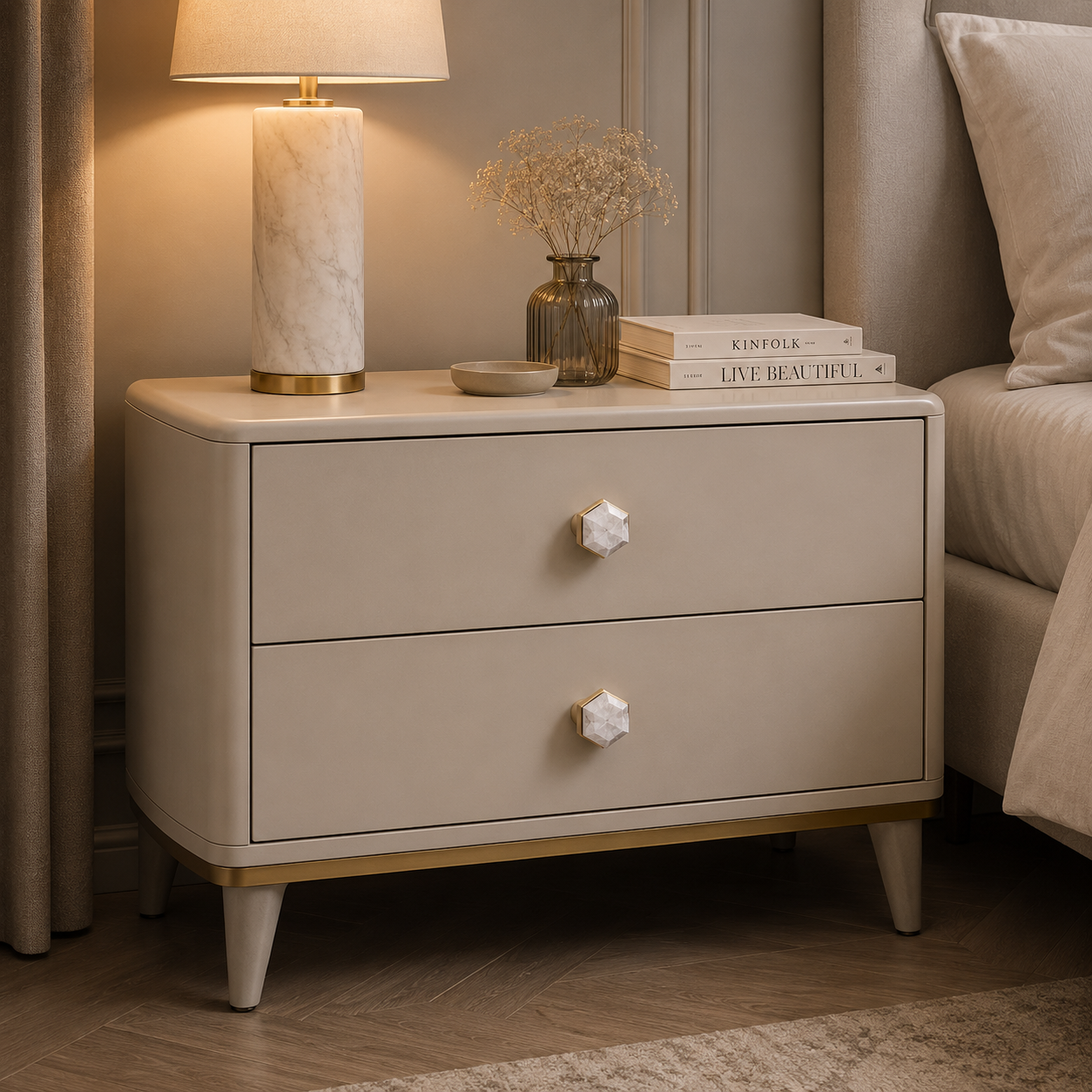 Natural Crystal Hexagon Brass Cabinet Knob | Luxury Crystal Knob