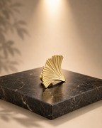 Ginkgo Leaf Solid Brass Cabinet Knob | Glossy Gold