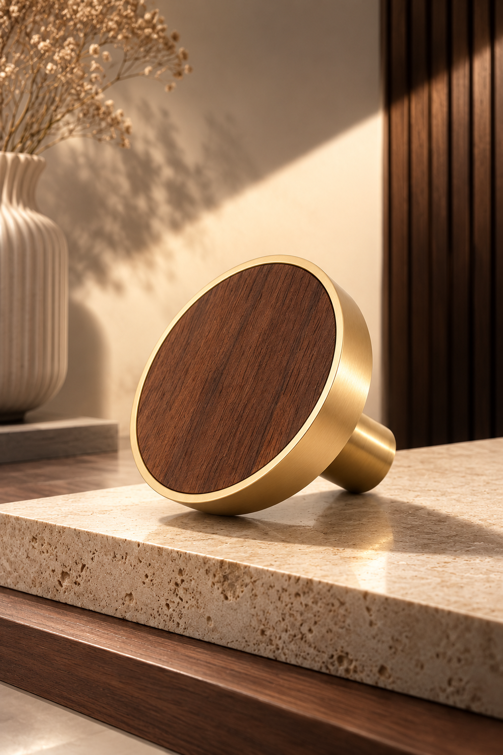 Walnut & Brass Cabinet Knob Collection | Premium Knobs India