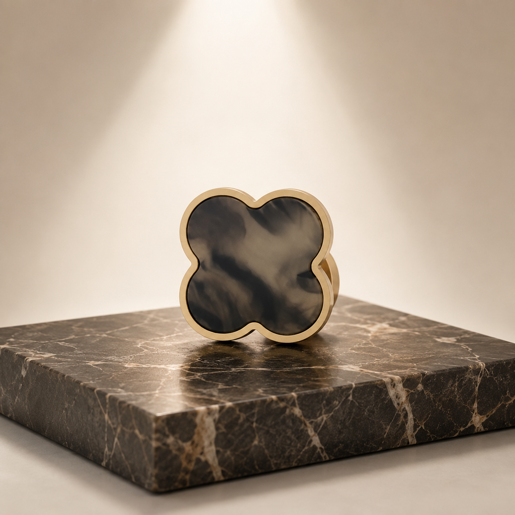 Clover Acrylic Brass Cabinet Knob | Brass Essence India