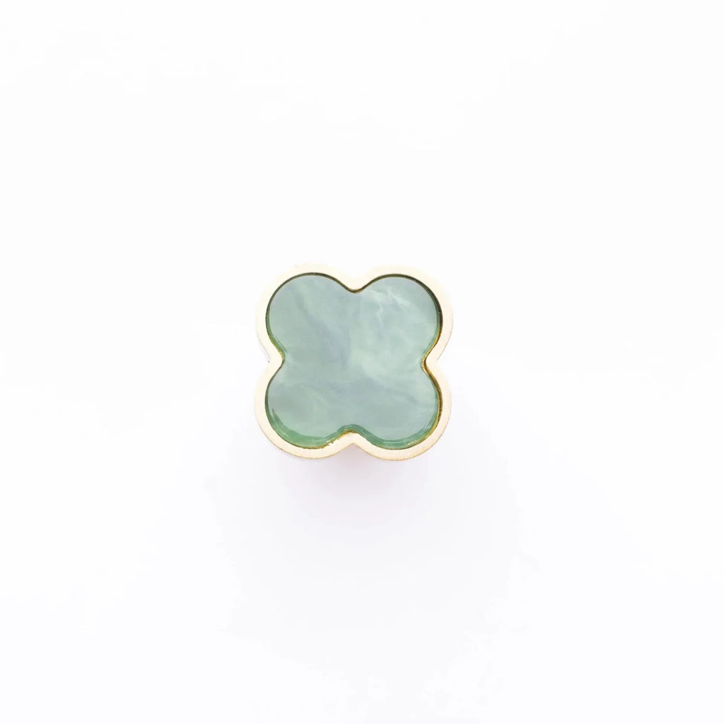 Clover Acrylic Brass Cabinet Knob | Brass Essence India