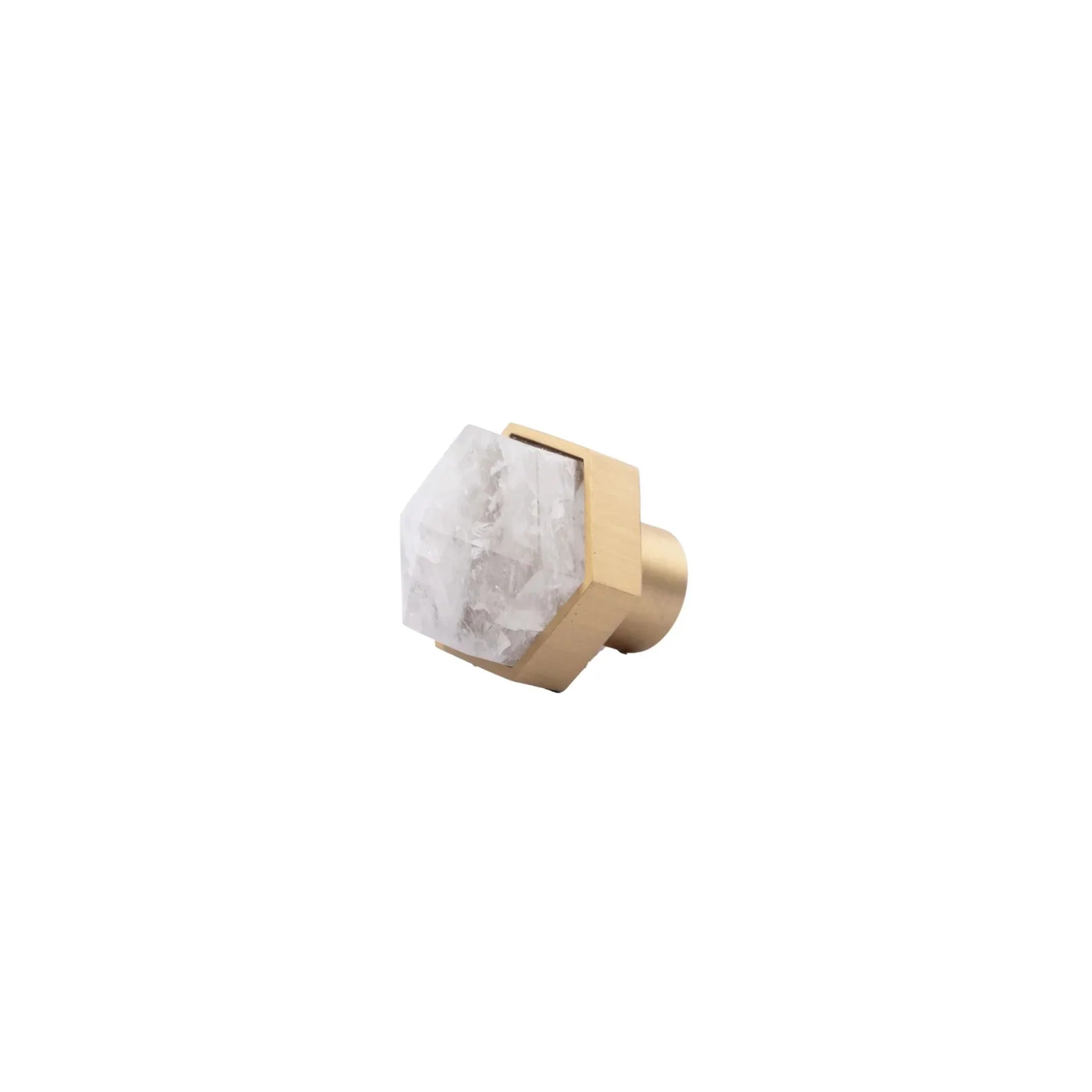Natural Crystal Hexagon Brass Cabinet Knob | Luxury Crystal Knob