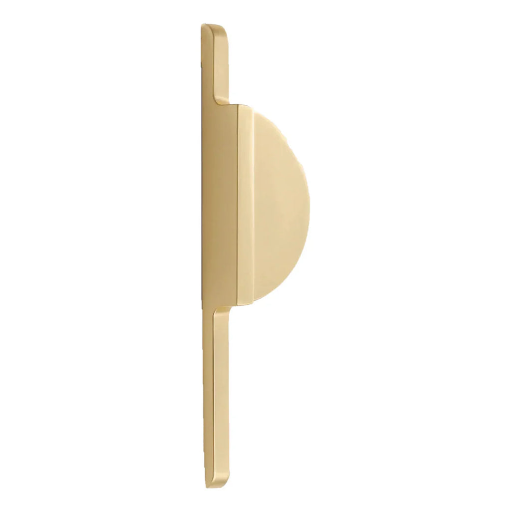 Brass Essence Hemi Cycle Zinc Half-Circle Pull handle with round shape and metallic finish, suitable for furniture or cabinetry.