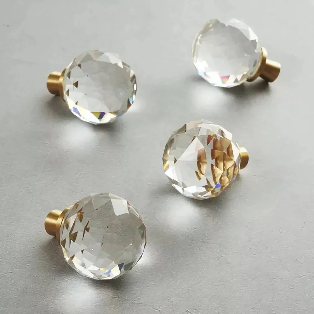 Round Faceted Crystal Cabinet Knob | Luxury Crystal Knob