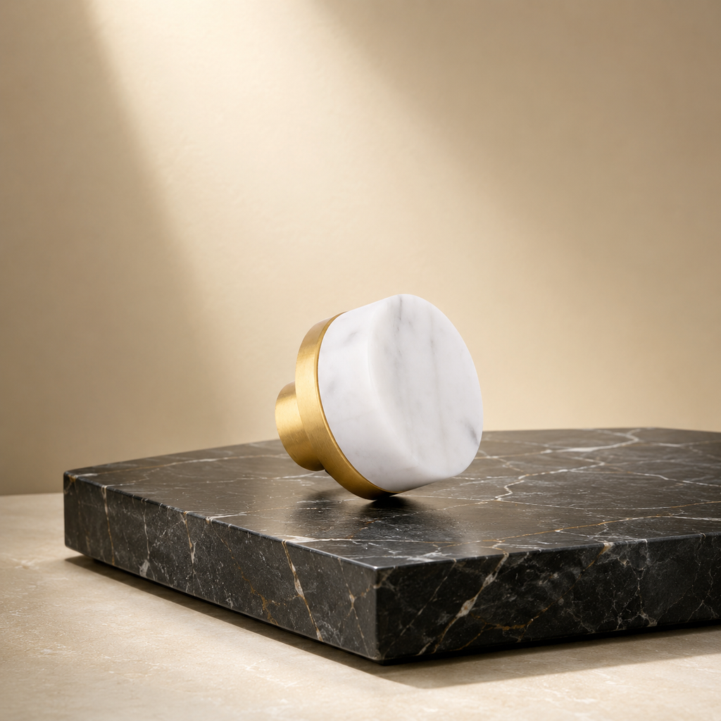 Karish Marble & Brass Cabinet Knob | Luxury Marble Cabinet Knob