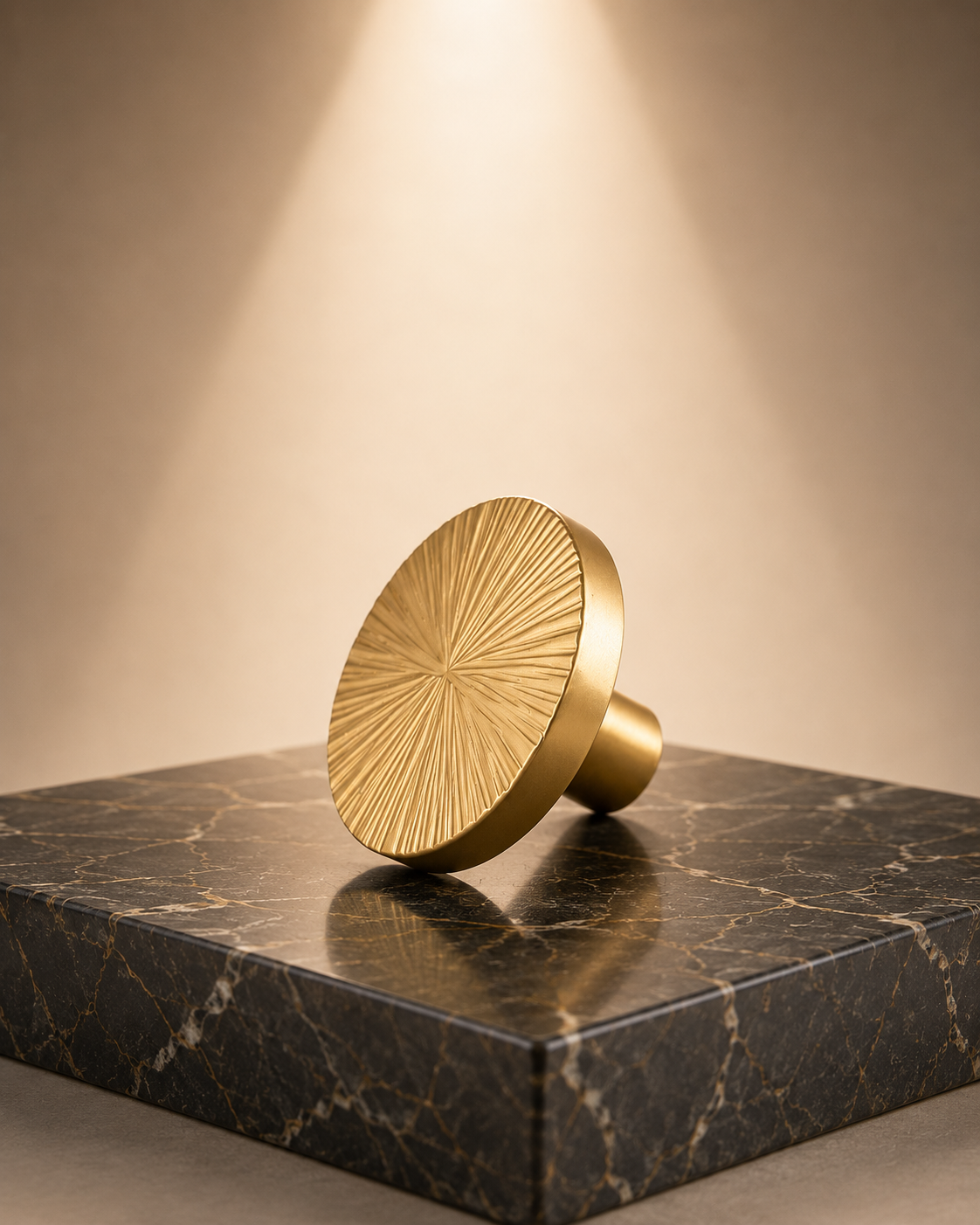 Hammered Sunburst Brass Cabinet Knob | Solid Brass Knob