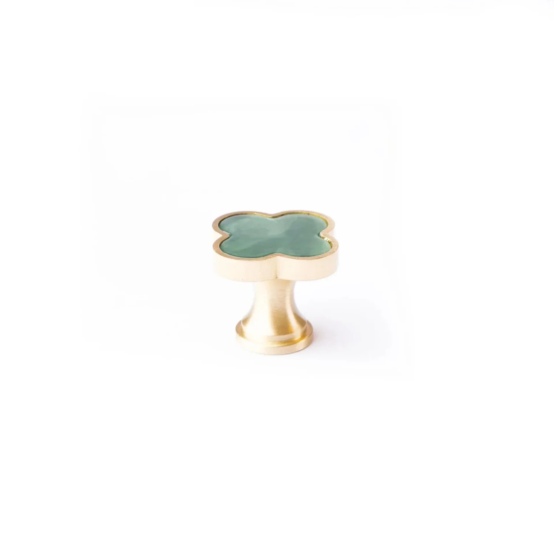 Clover Acrylic Brass Cabinet Knob | Brass Essence India