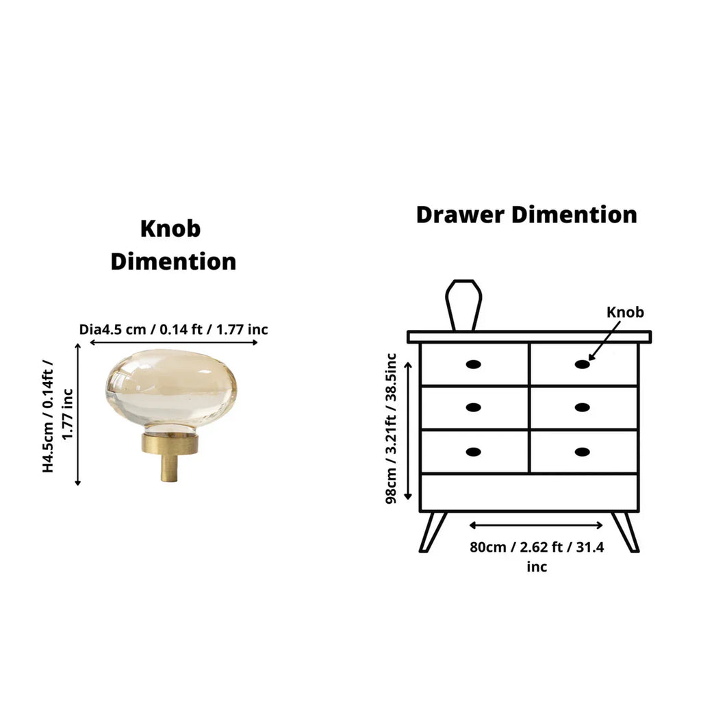 Classic Crystal Cabinet Knob | Luxury Crystal Brass Cabinet Knob