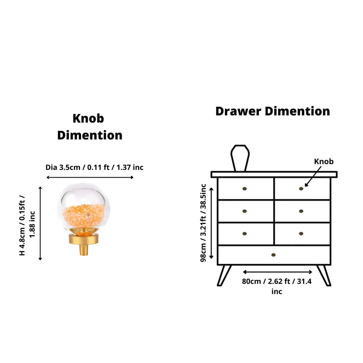 Moon Orb Crystal Cabinet Knob | Acrylic & Natural Crystal Knob