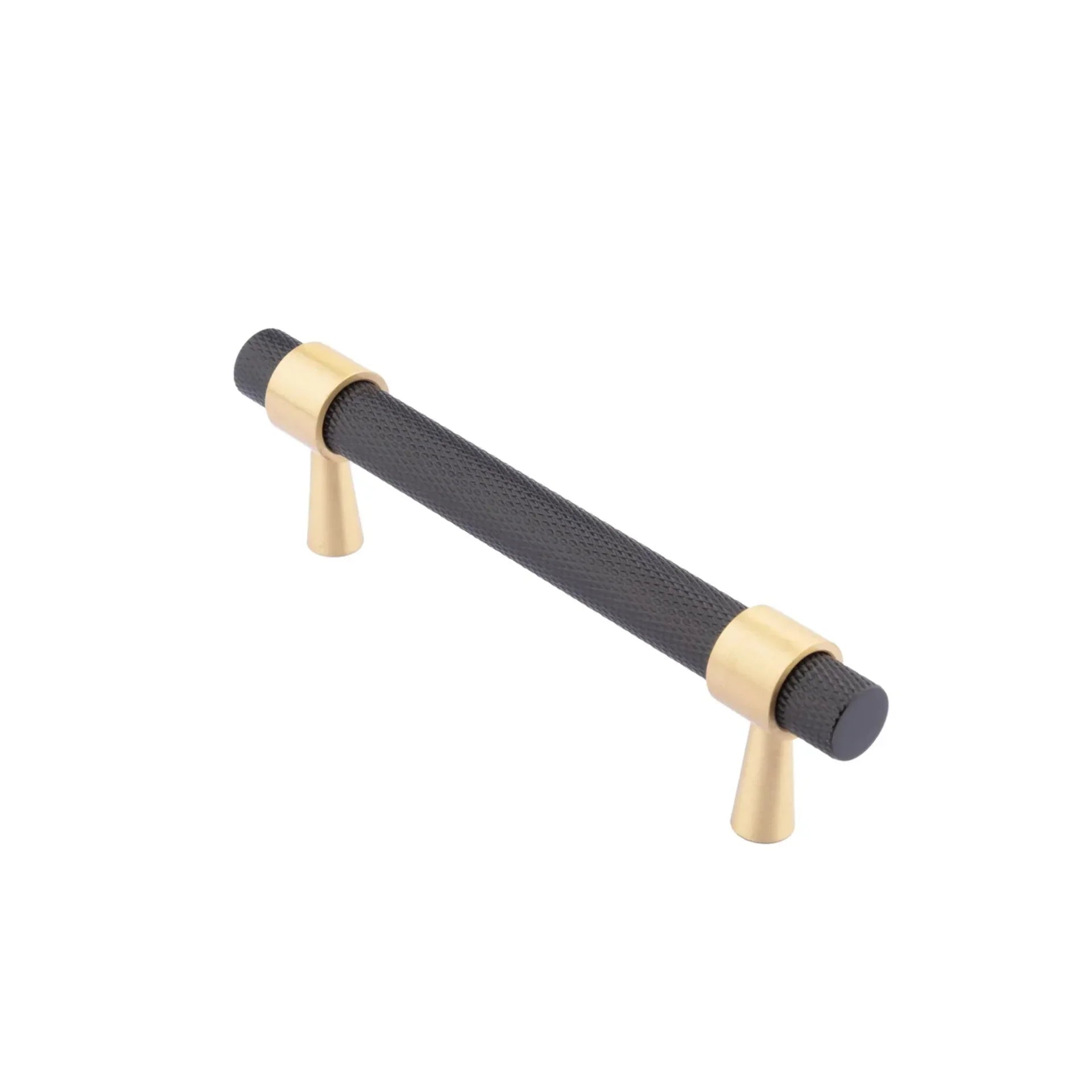 Knurled Black & Gold T-Bar Handle Collection | Brass Cabinet Handles