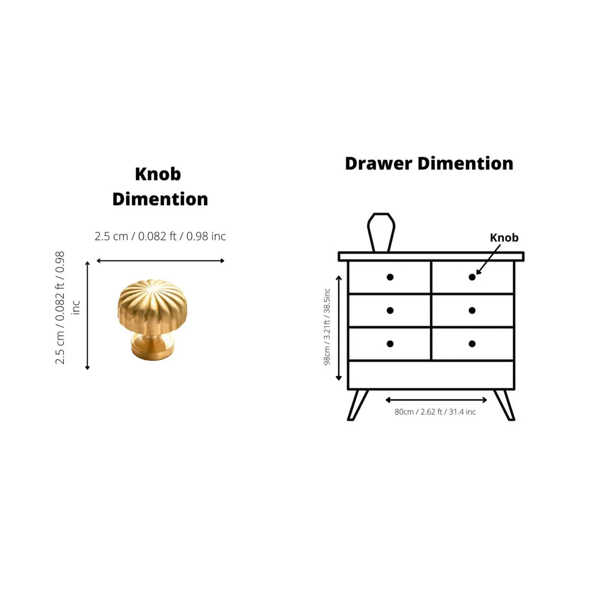 Fluted Pumpkin Brass Cabinet Knob | Brass Essence India