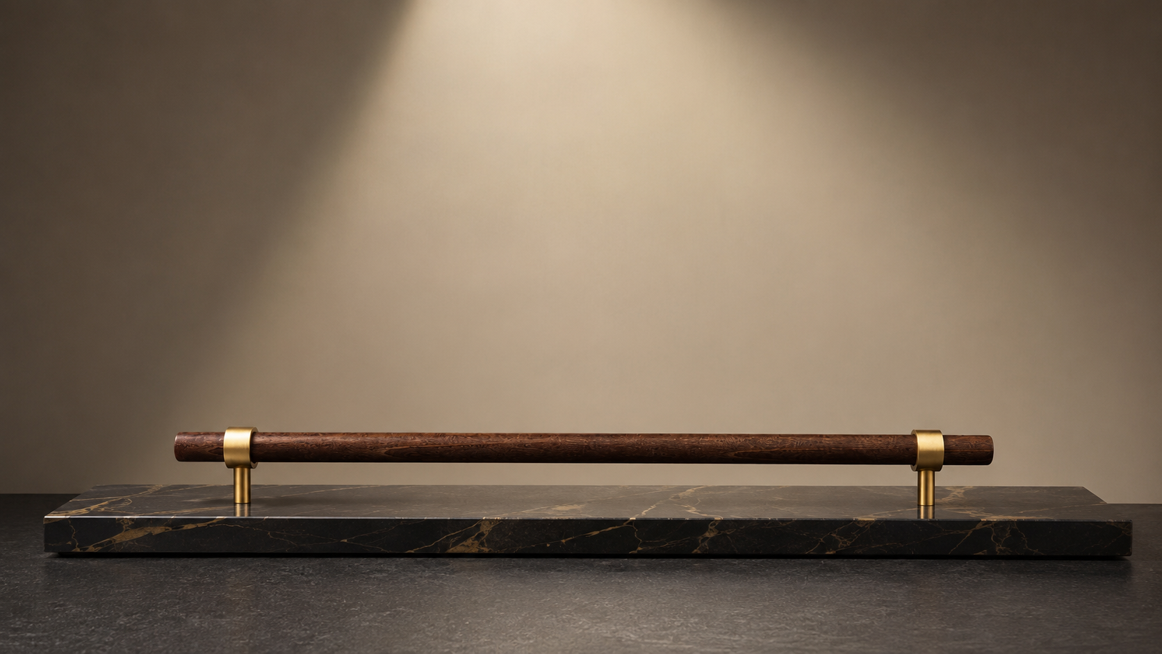 Walnut & Brass T-Bar Handle Collection 12