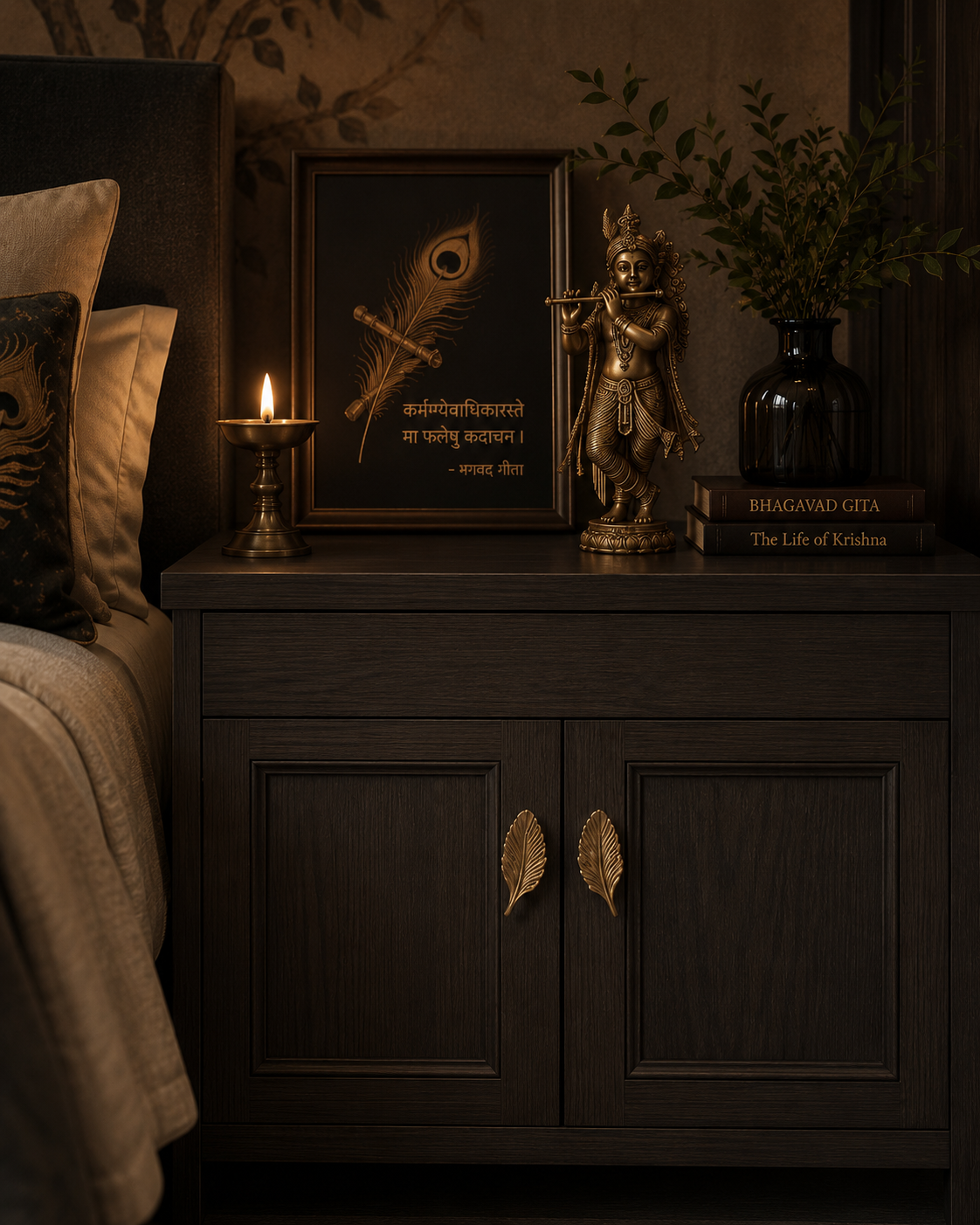 Solid Brass Leaf Cabinet Handles (Left & Right) | Luxury Brass Wardrobe Handles | Brass Essence India