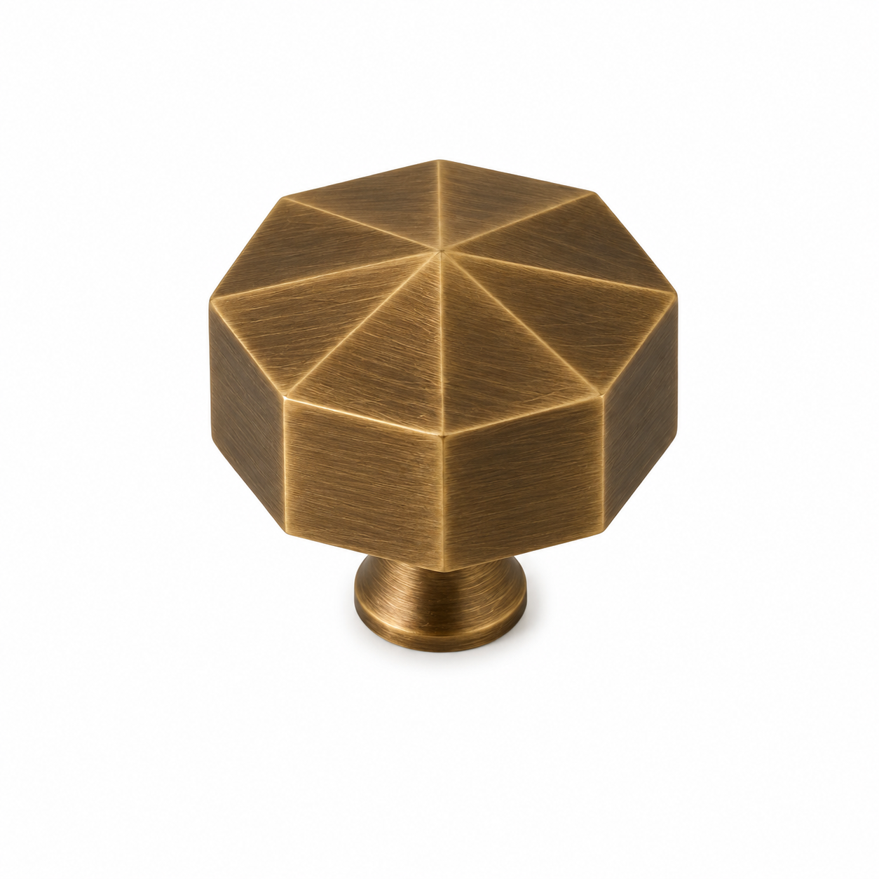 Octagon Geometric Brass Cabinet Knob | Premium Solid Brass Modern Cabinet Knob | Brass Essence India