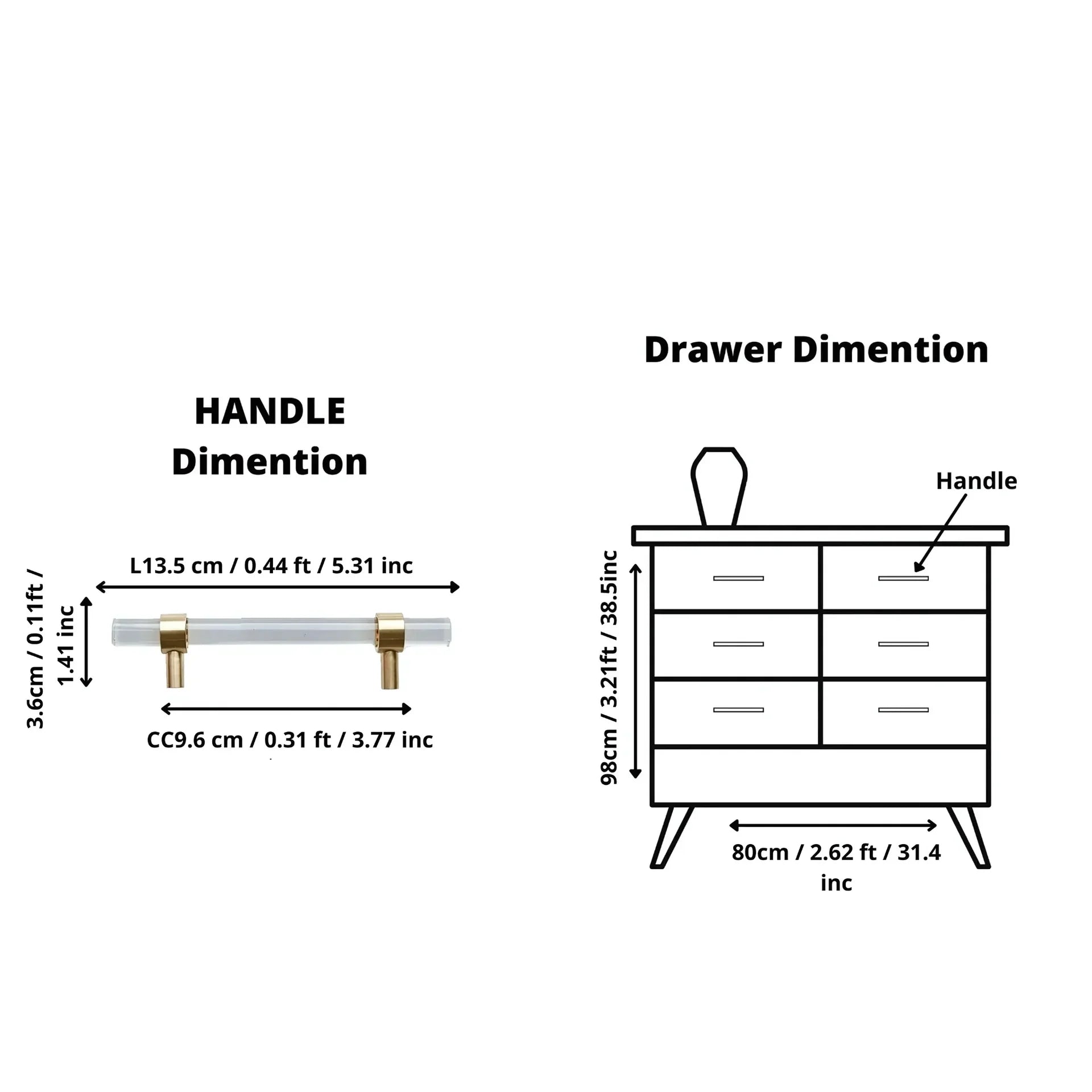Lumiera Clear Acrylic & Brass Handle Collection