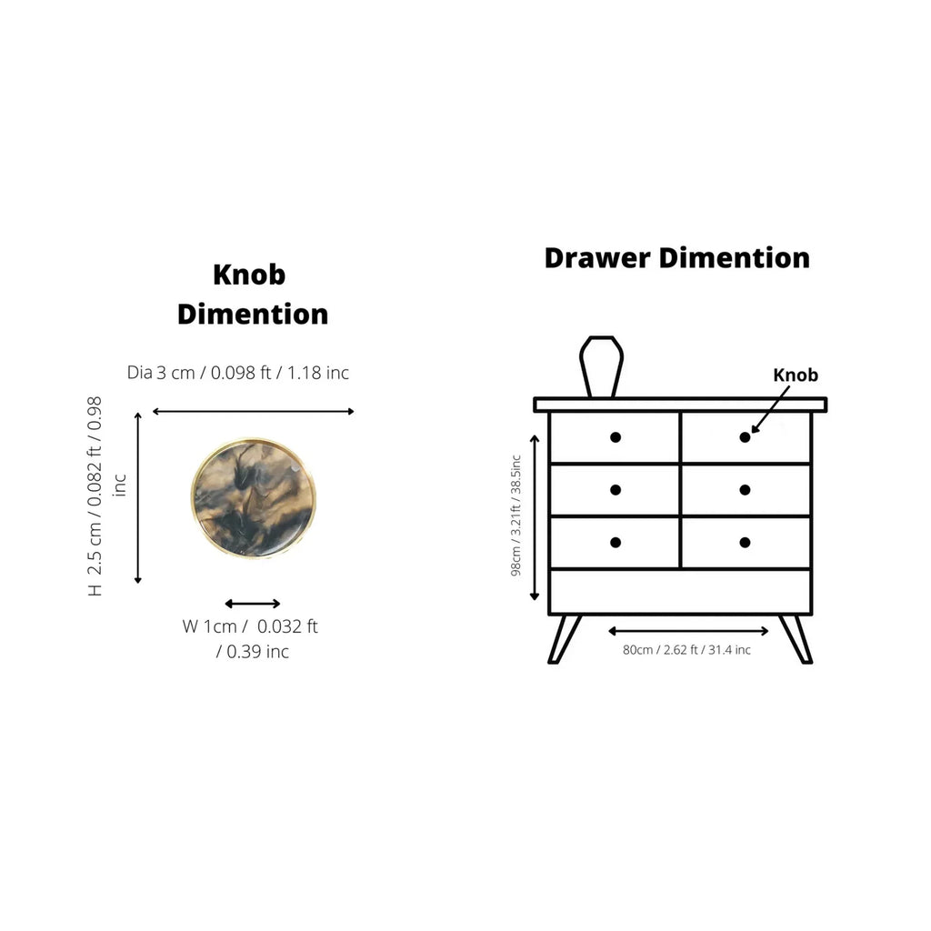Prisma Acrylic & Brass Disc Cabinet Knob | Luxury Cabinet Hardware India