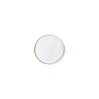 Mother of Pearl and brass round cabinet knob by Brass Essence, featuring a polished pearl and brass finish with a sleek circular shape.