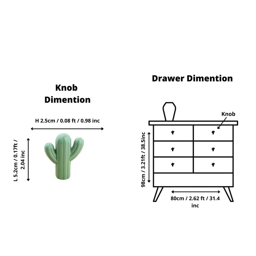 Ceramic Cactus Kids Cabinet Knob | Brass Essence