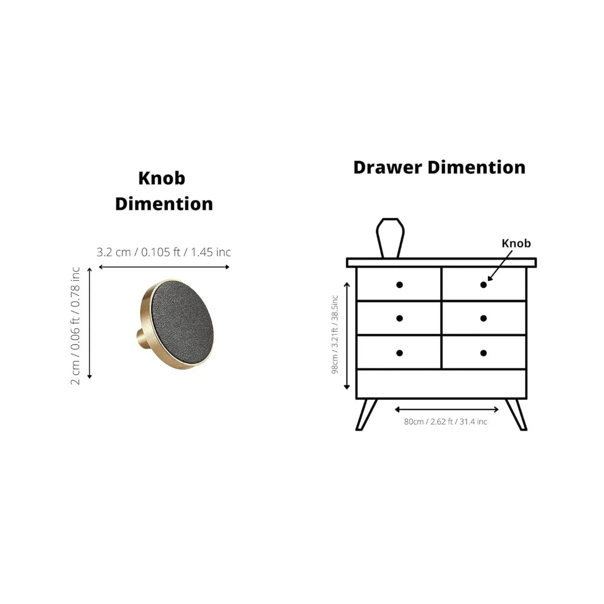 Brushed Brass & Leather Cabinet Knob | Luxury Leather Knob
