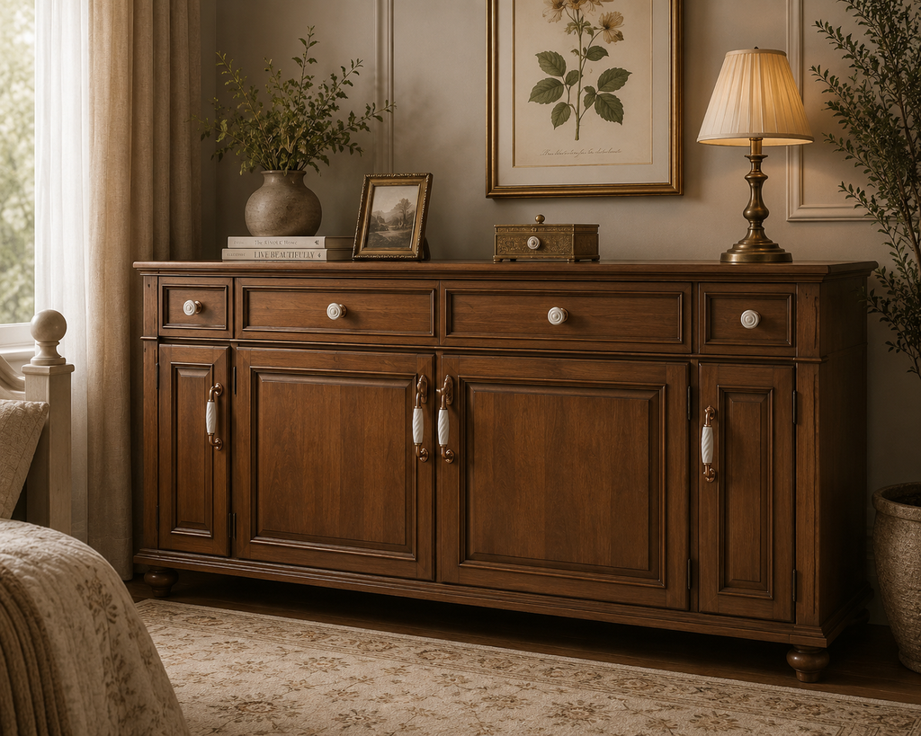 Linéa Ridged Ceramic & Gold Cabinet Handles | Luxury Ceramic Handles India