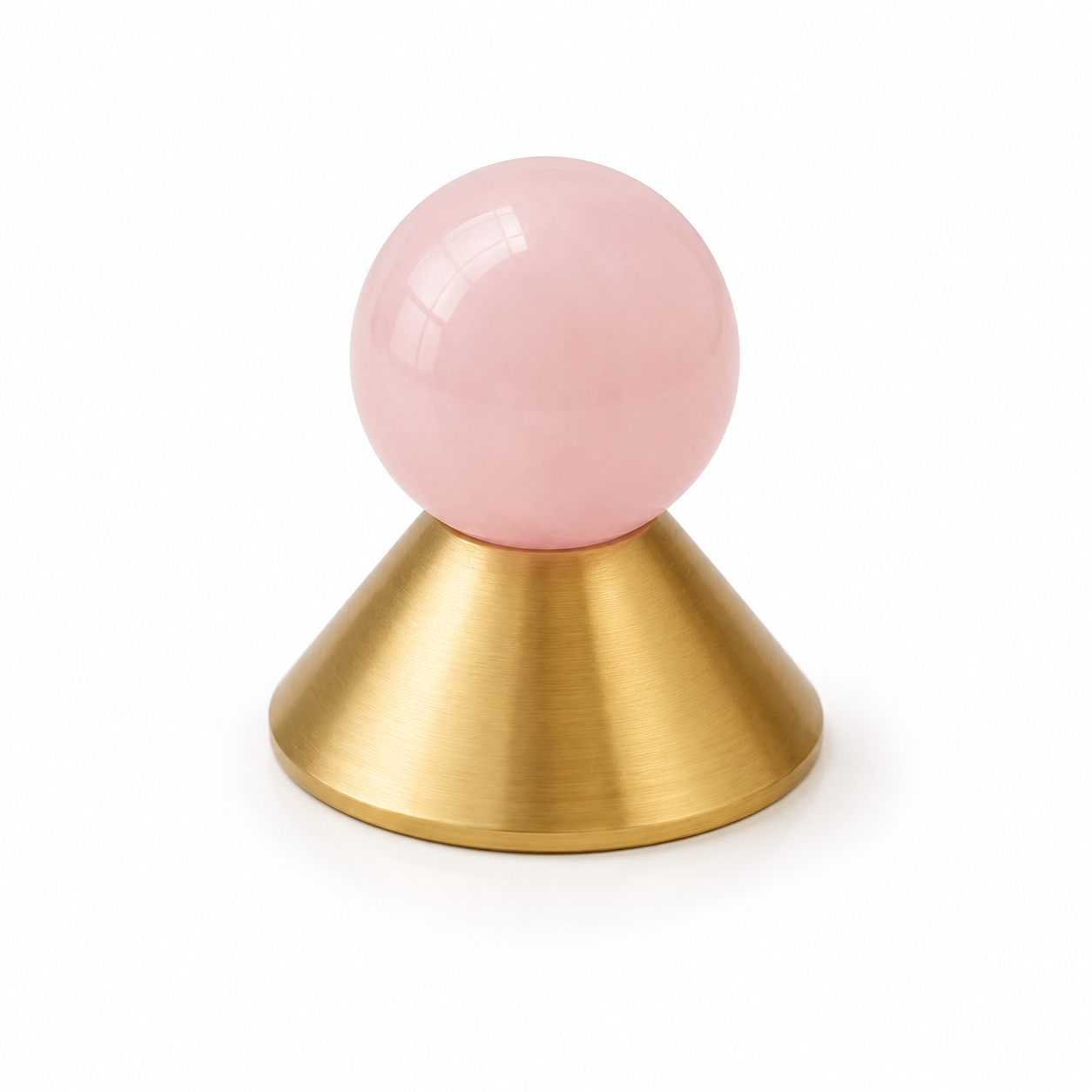 Natural Stone & Brass Cone Cabinet Knob | Stone Cabinet Knob