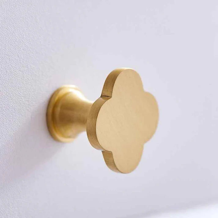 Clover Acrylic Brass Cabinet Knob | Brass Essence India