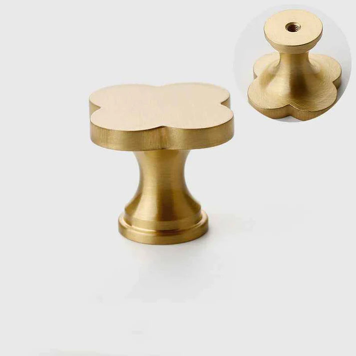 Clover Acrylic Brass Cabinet Knob | Brass Essence India