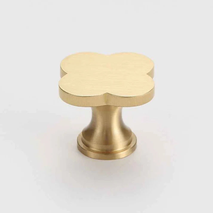 Clover Acrylic Brass Cabinet Knob | Brass Essence India