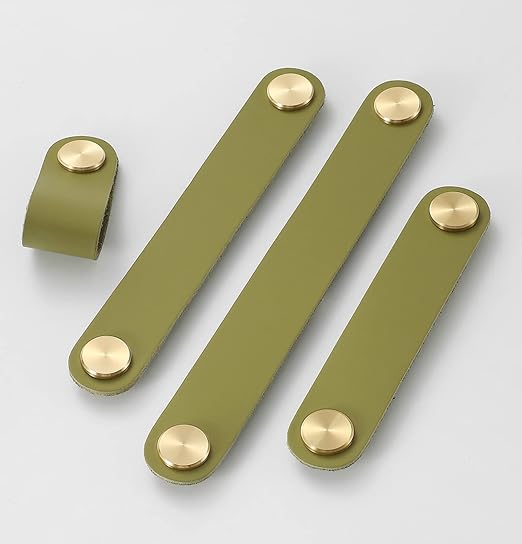 Leather & Brass Strap Cabinet Pulls | Premium Leather Handles