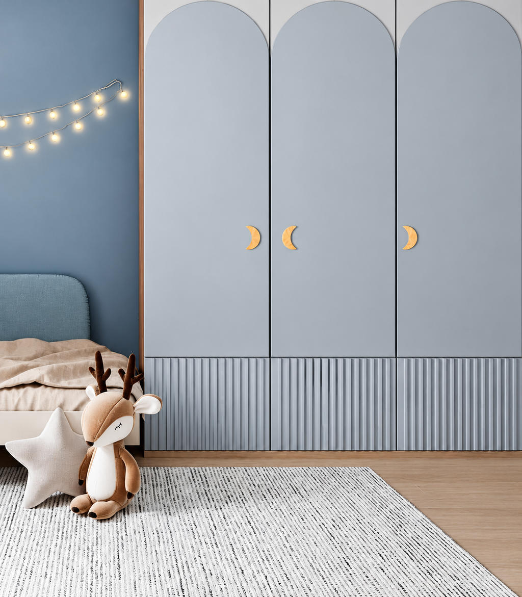 Crescent Moon Wooden Knob for Wardrobes & Drawers