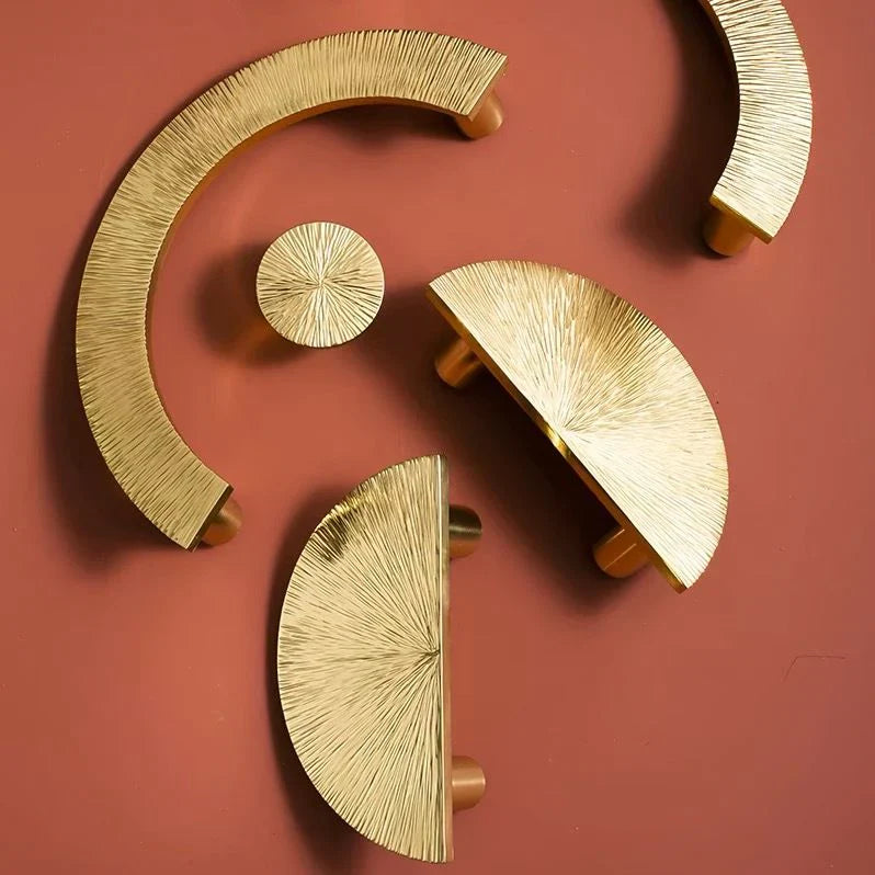Gold decorative elements on a red background