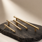 Euro Bar solid brass cabinet handle in brushed gold – Brass Essence