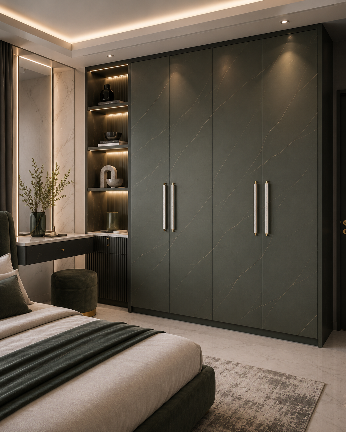 Fuji White Marble & Brass Handle | Luxury Cabinet Handle India