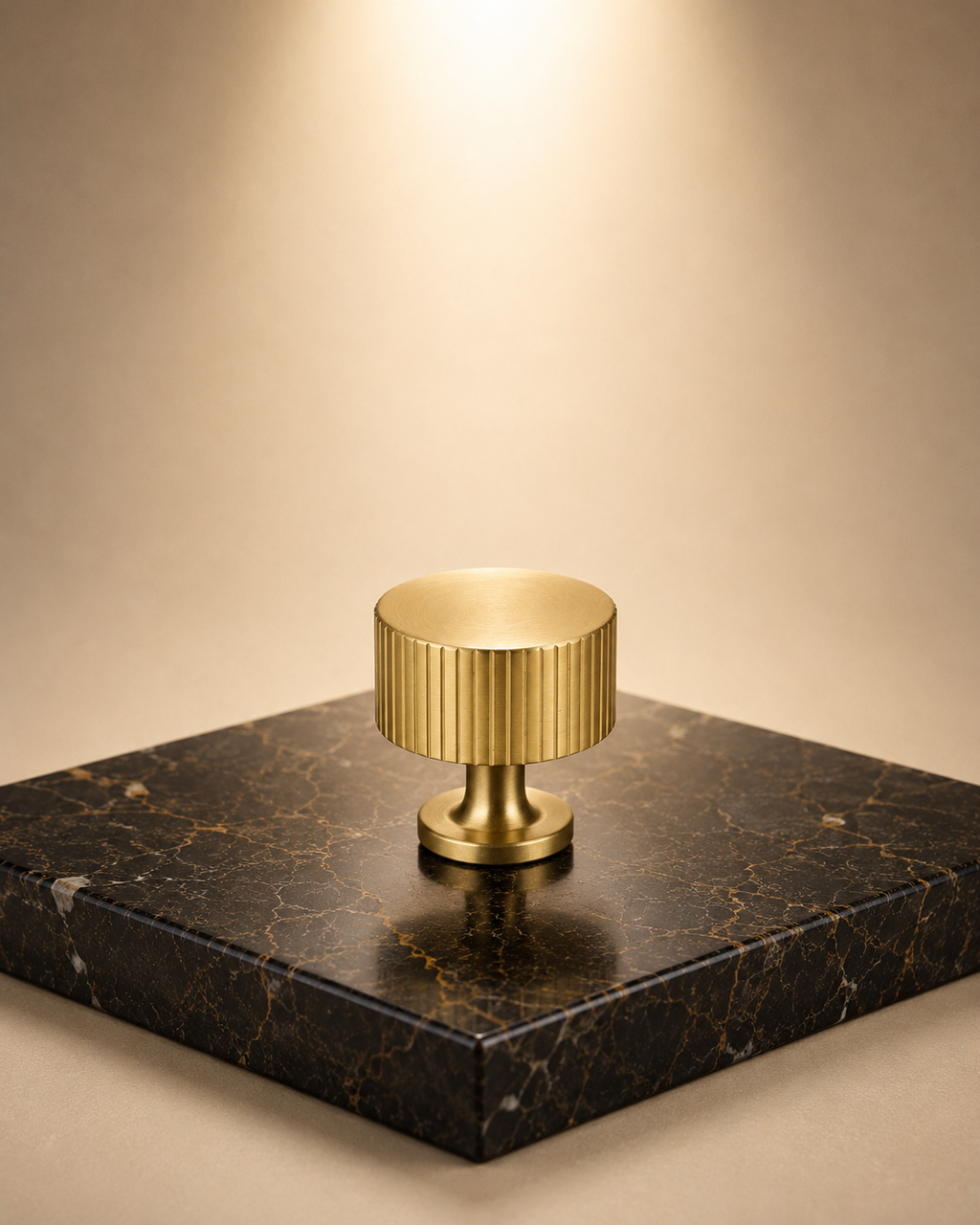 Linear Knurled Brass Cabinet Knob | Brass Essence India